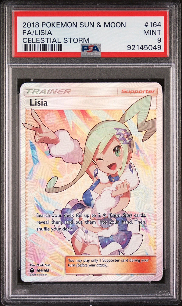 2018 pokemon Lisia shops 164 full art PSA 9