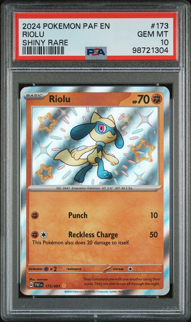 PSA popular 10 Pokemon Riolu hidden fates baby shiny