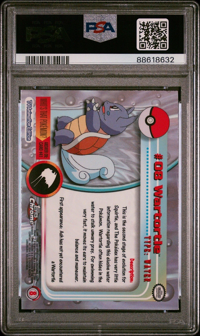 GameStop 2000 Topps Chrome Pokemon T.v. 8 Wartortle PSA 10