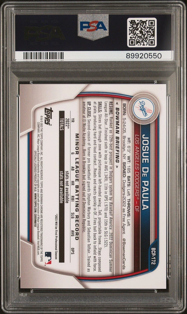 【PSA9鑑定品】大谷翔平2022 Bowman Chrome Sapphire GameStop 2023 Bowman Chrome Sapphire Edition Prospects 172