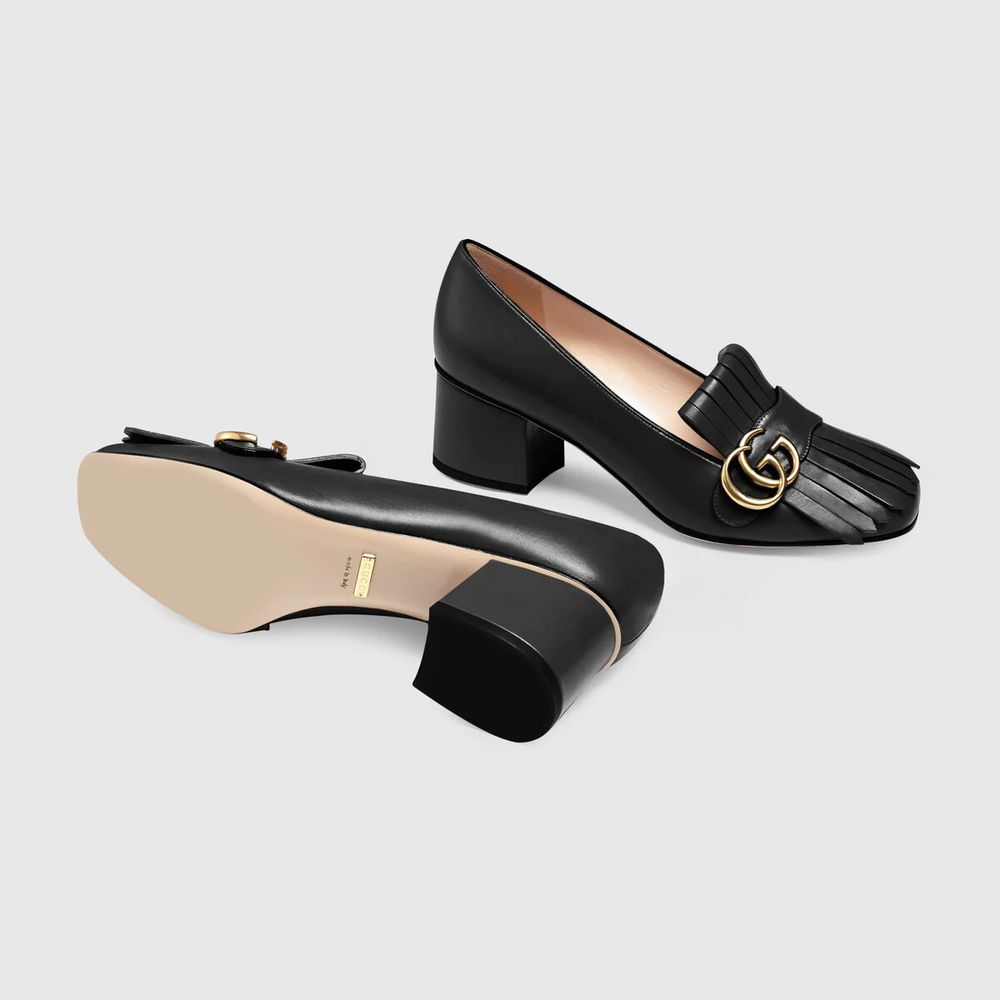Gucci leather mid heel pump top