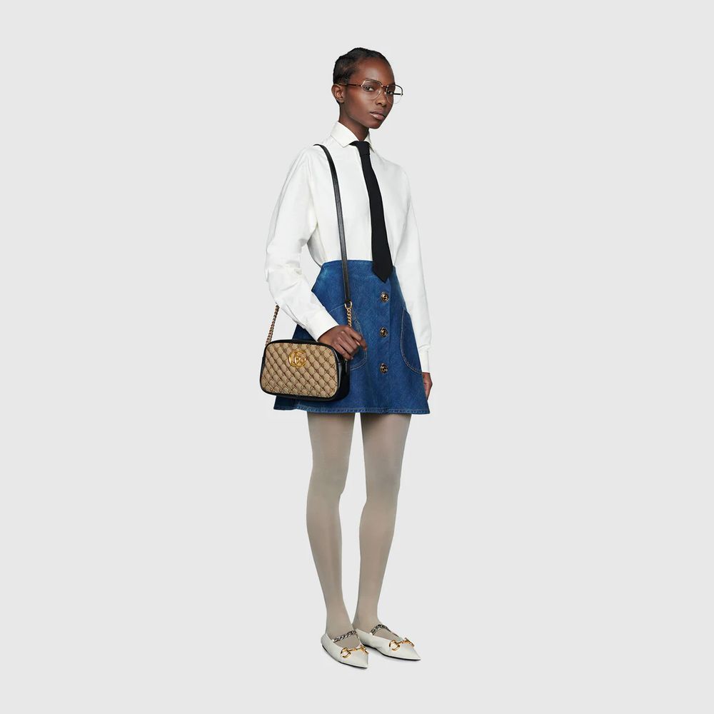 Gucci marmont small 2025 gg canvas shoulder bag