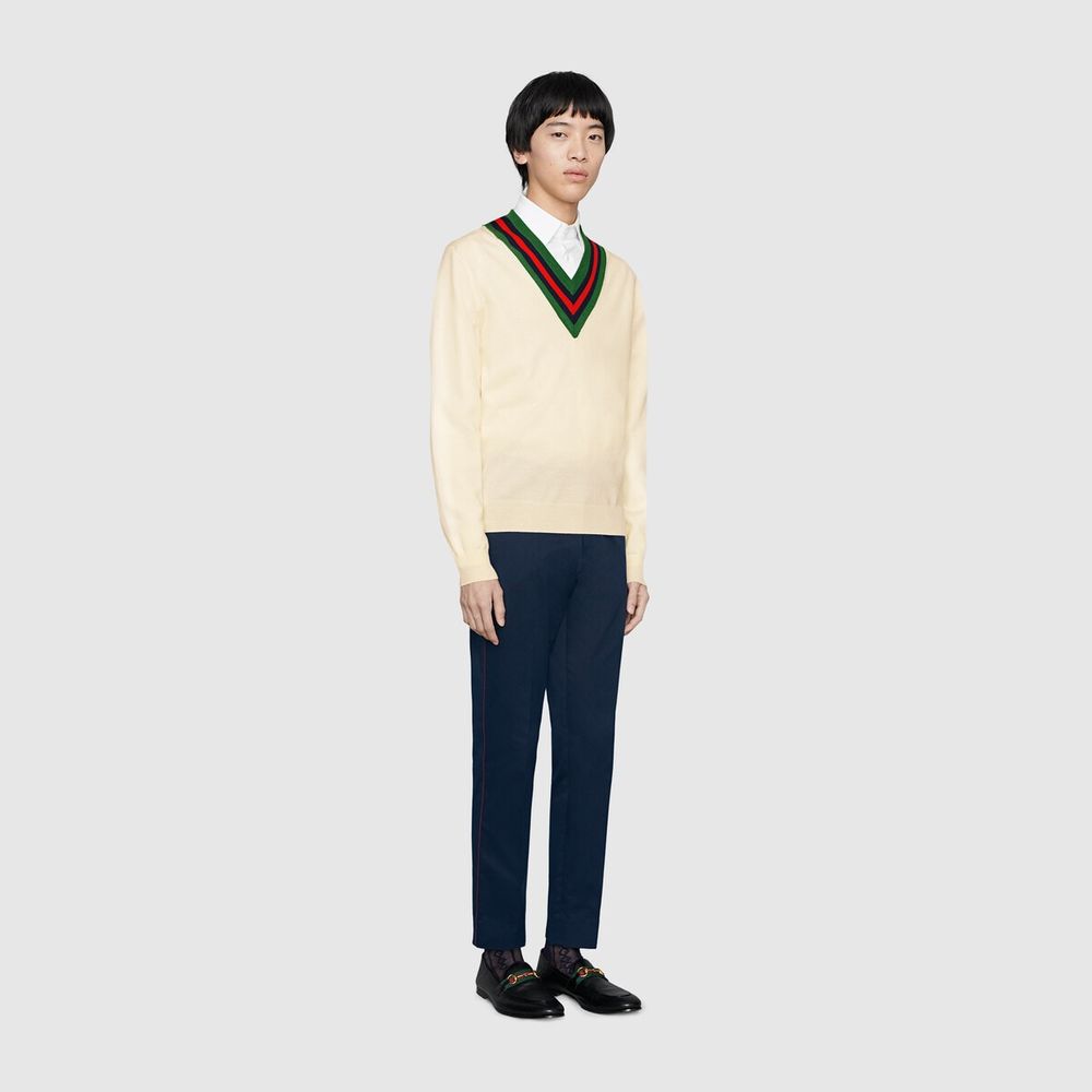 Gucci men's v neck sweater shop