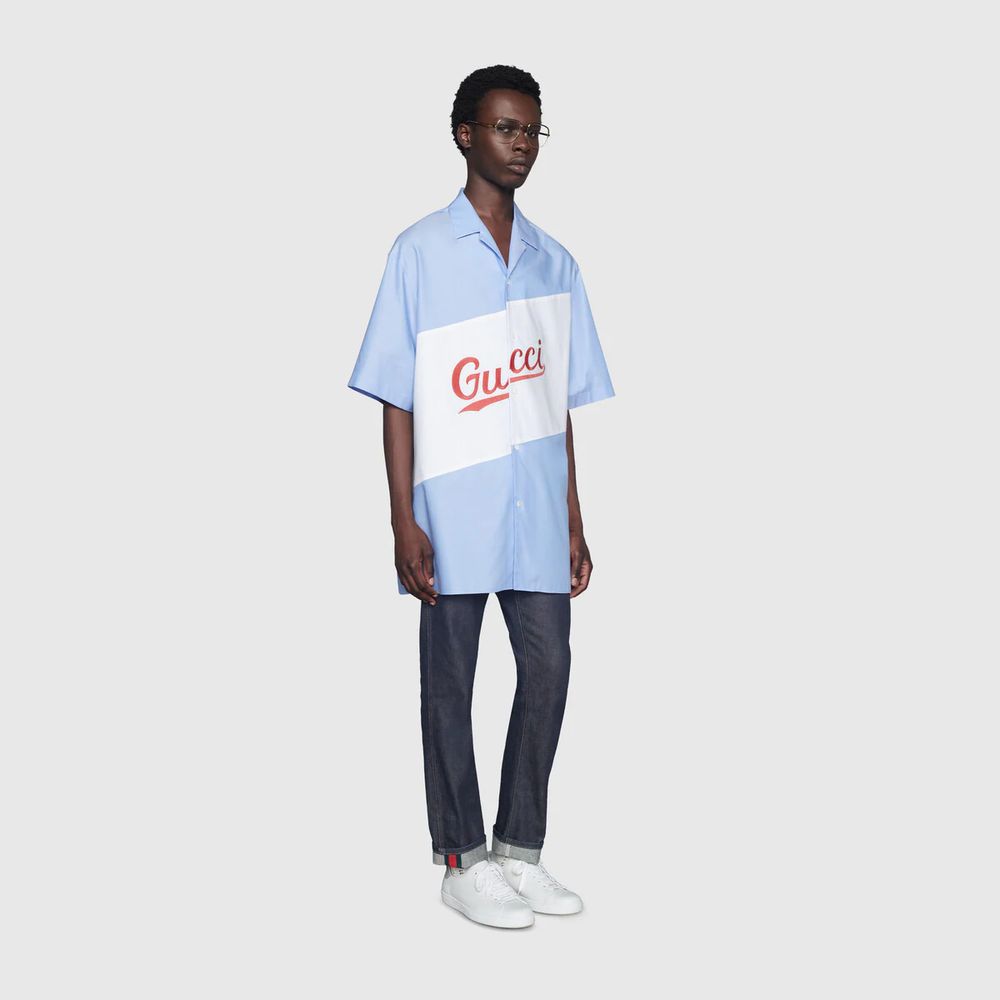 Gucci tapered denim pant with web outlet