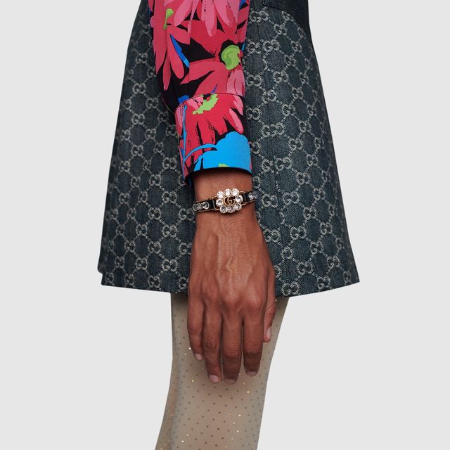 Gucci double top g leather bracelet