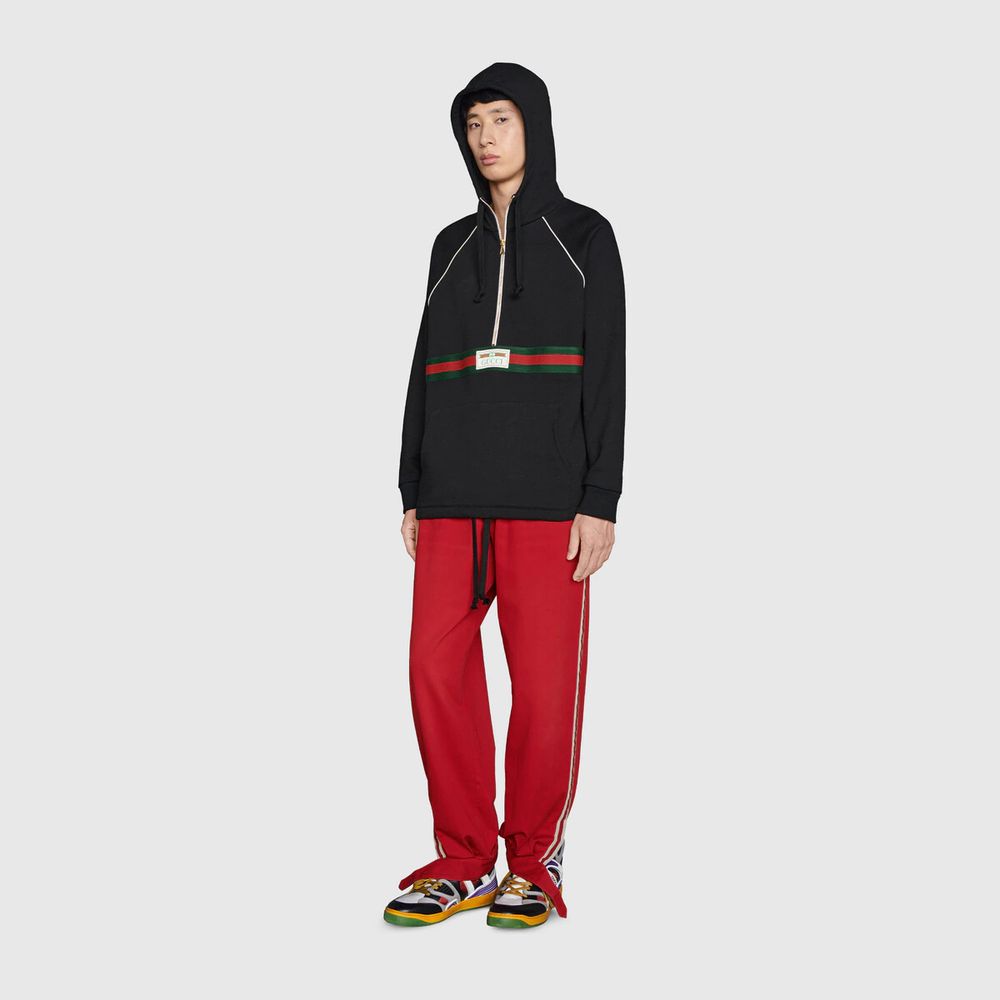 Cotton sweatshirt with top gucci stripe