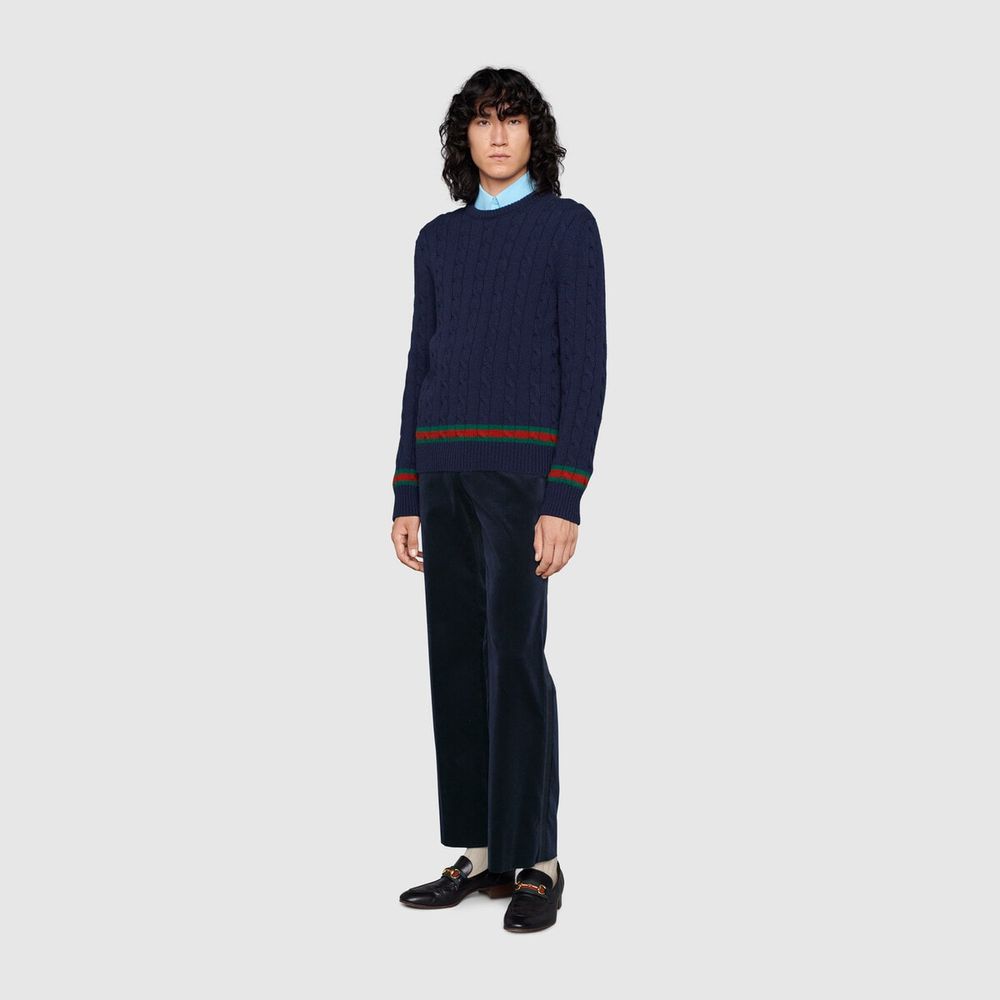 Gucci Cable knit sweater with Web | Yorkdale Mall