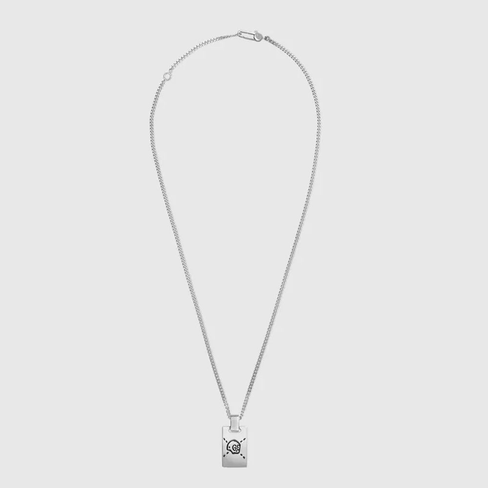 Gucci ghost pendant necklace sales in silver