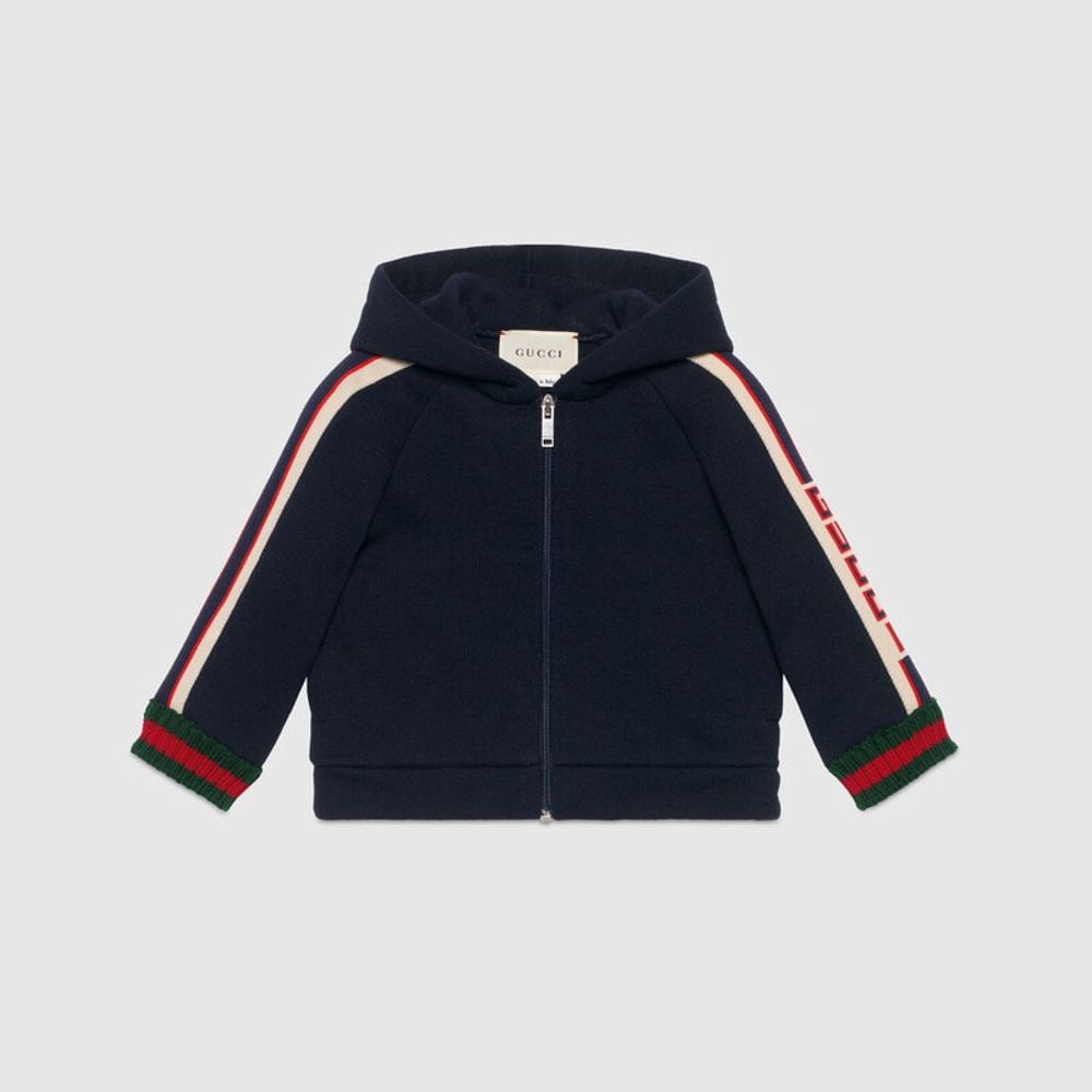 Cotton sweatshirt store with gucci stripe