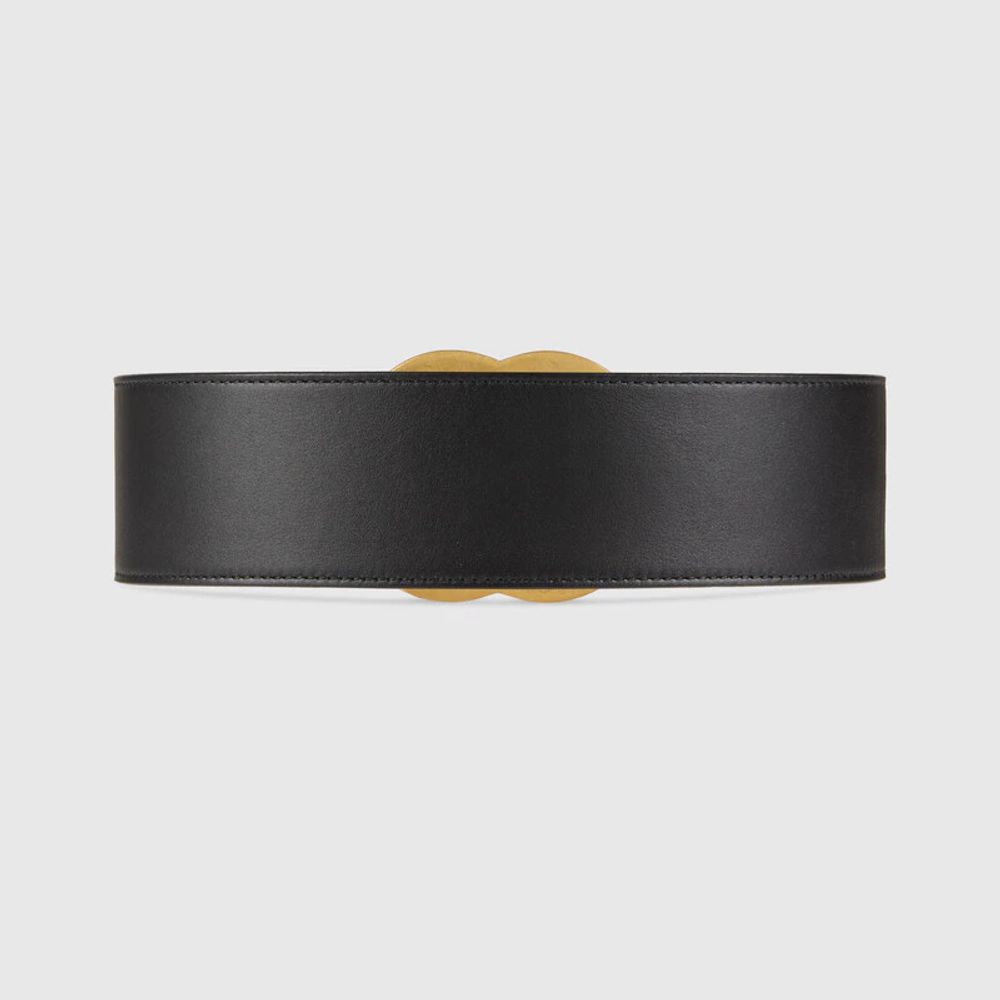 Gucci Leather belt with crystal Double G buckle Square One
