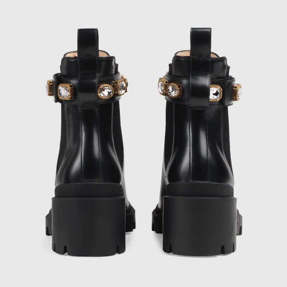 Gucci leather ankle boot with belt 2025