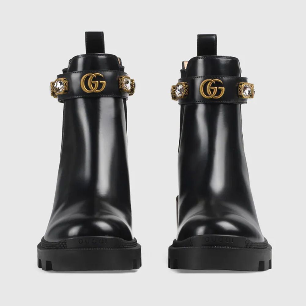 Gucci leather ankle boot with deals belt