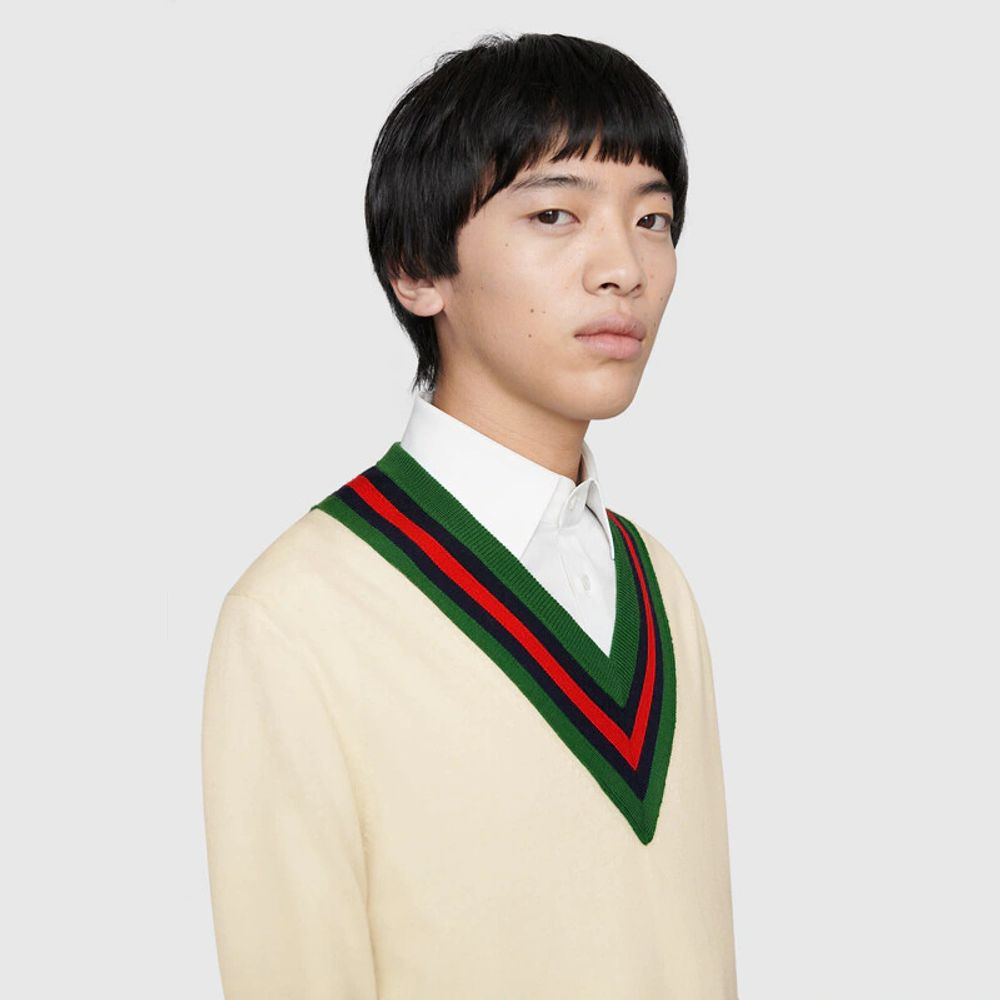 Gucci V neck wool knit sweater Square One