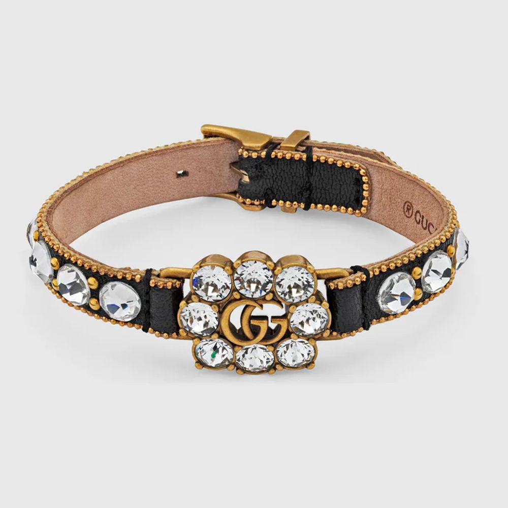Gucci Crystal Double G leather bracelet Yorkdale Mall