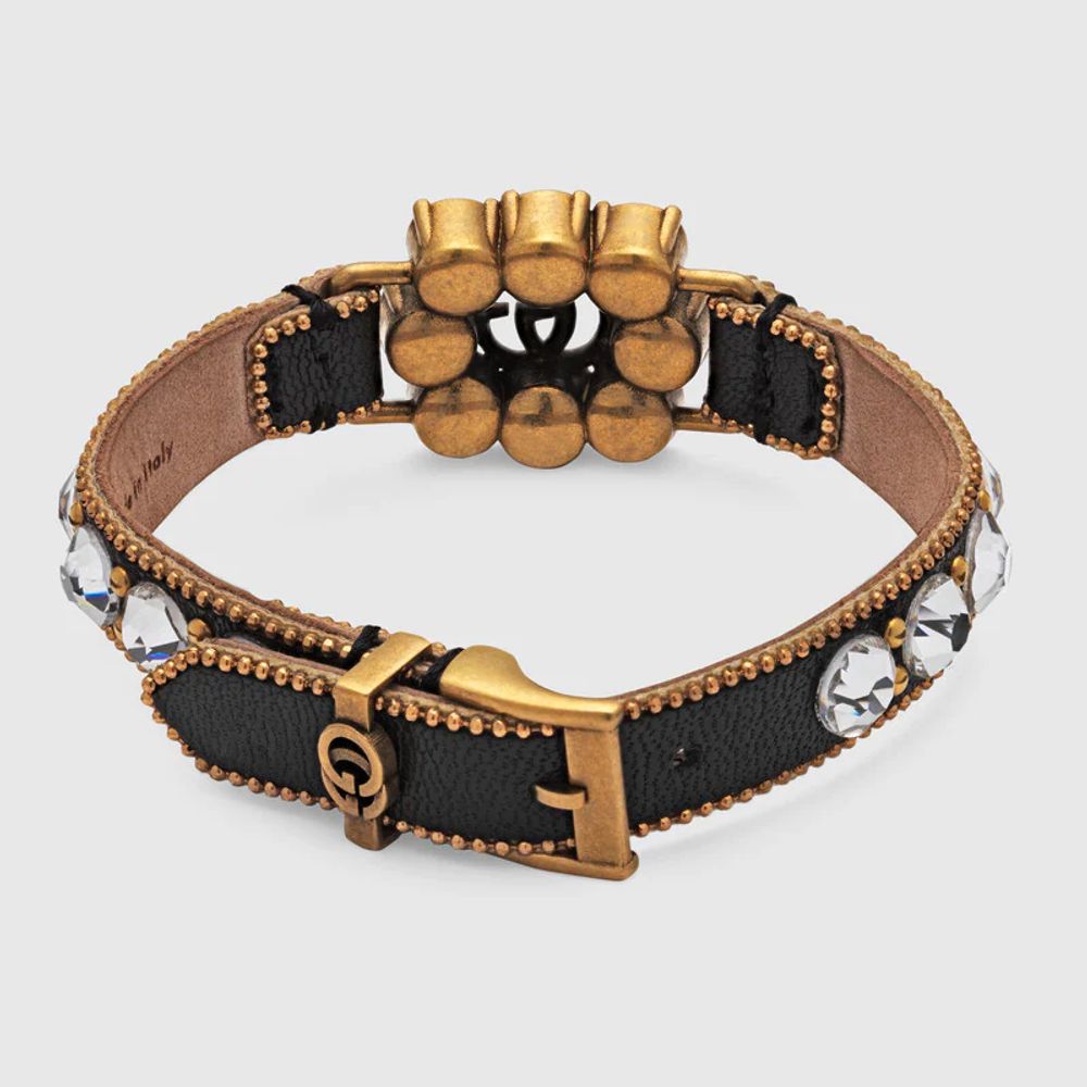 Leather shop crystal bracelet