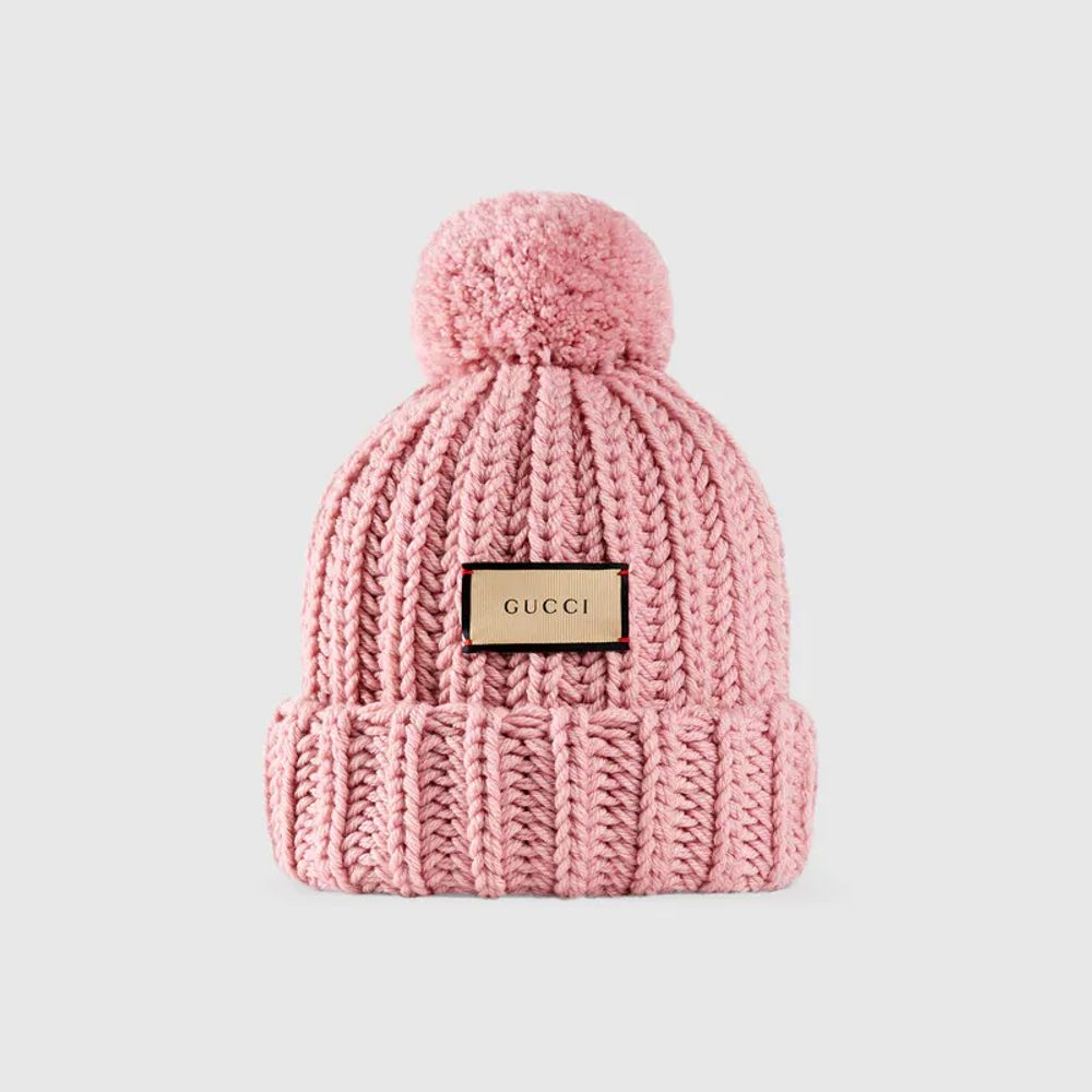 Gucci Knit wool hat with Gucci label Square One