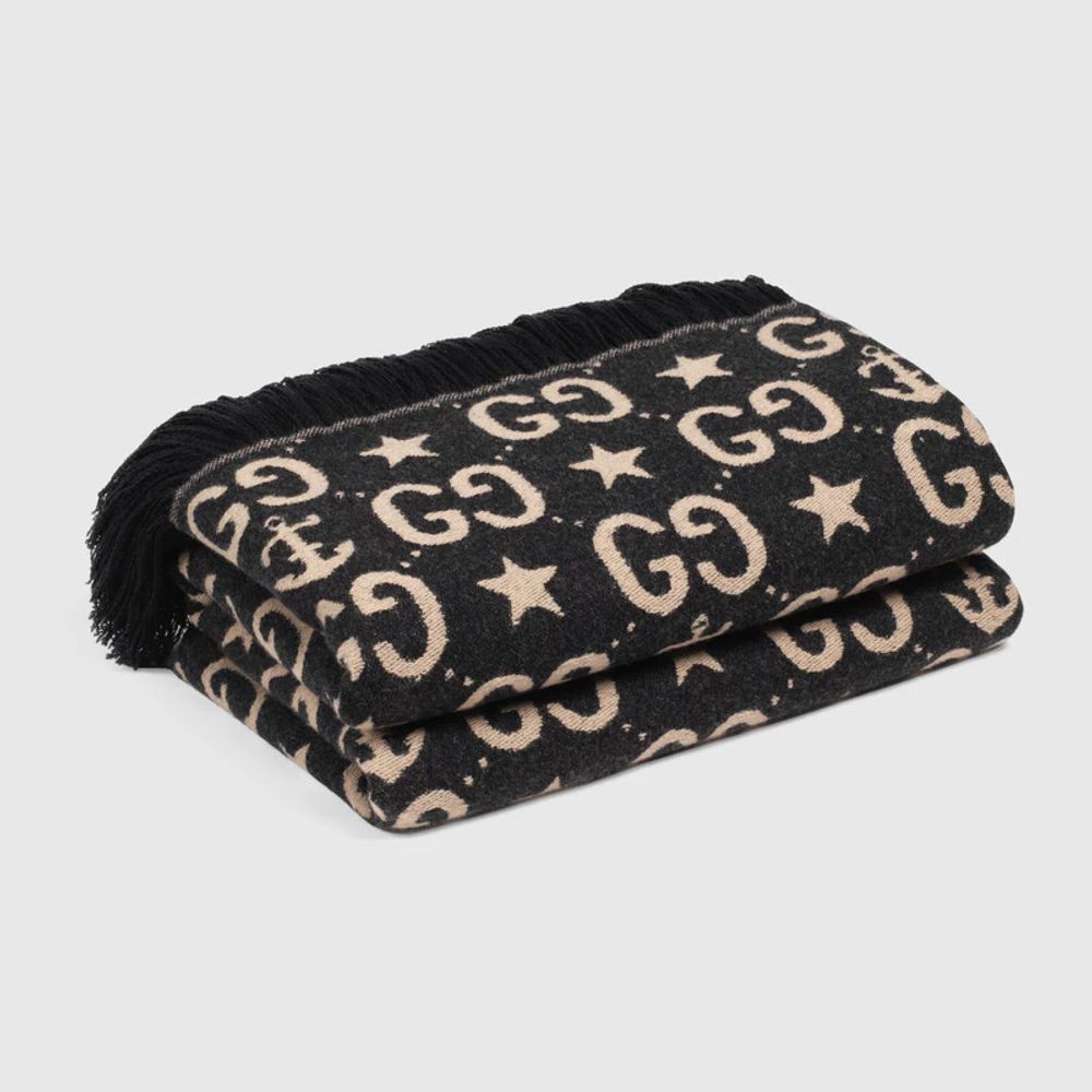 Gucci GG star and anchor cashmere silk throw | Square One