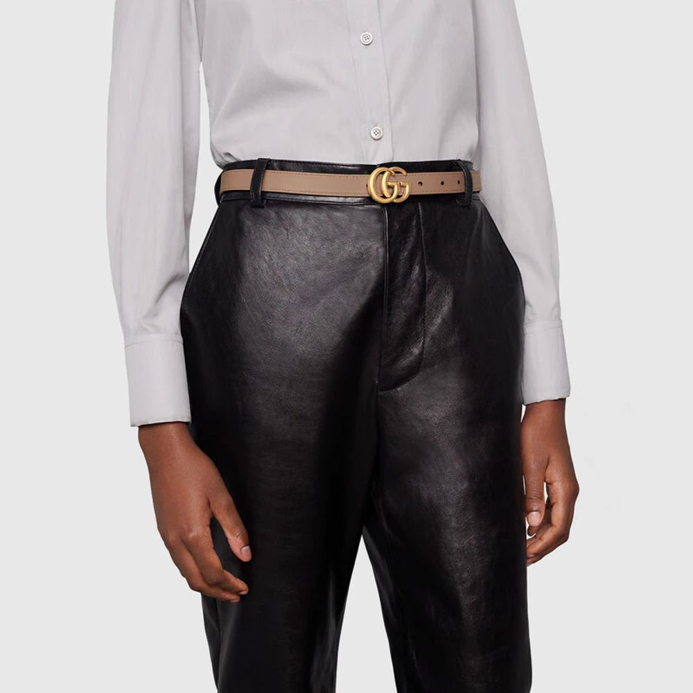 Thin gg leather belt discount