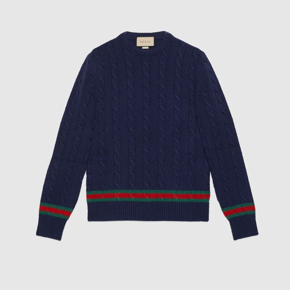 Gucci Cable knit sweater with Web | Yorkdale Mall