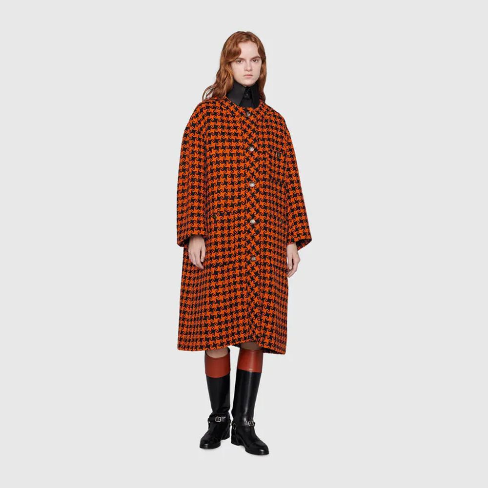 Houndstooth wool coat clearance