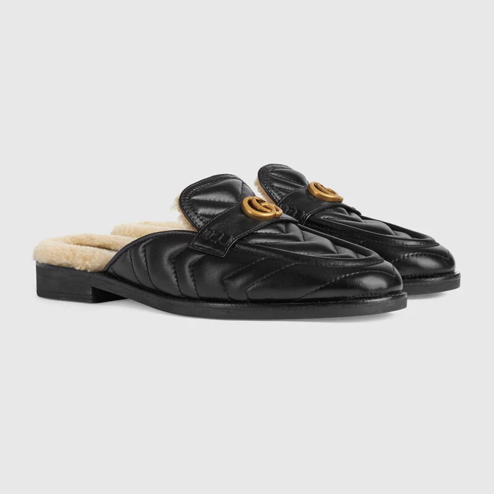 Gucci princetown crocodile shop slipper with double g