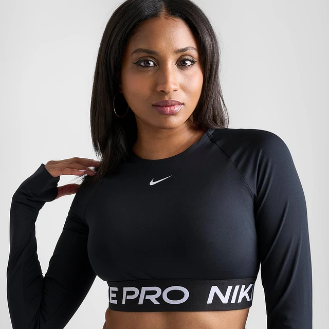 Shop Nike Women's Nike Pro 365 Dri-FIT Cropped Long-Sleeve T