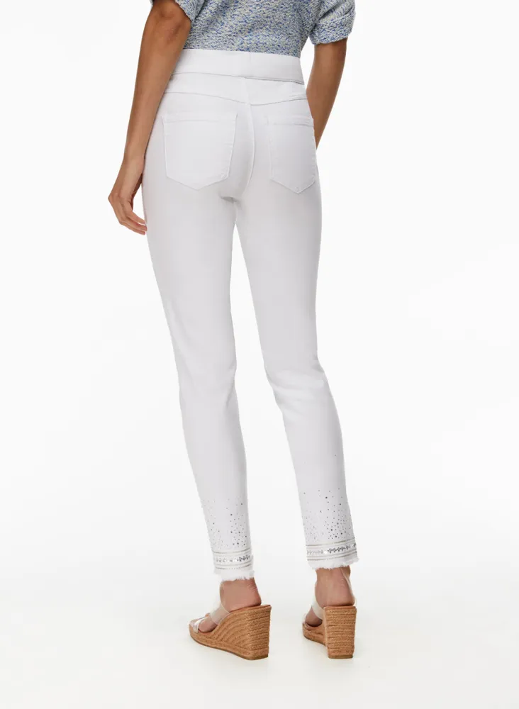 Laura Rhinestone Detail Embroidered Pull-On Jeans | Upper Canada Mall