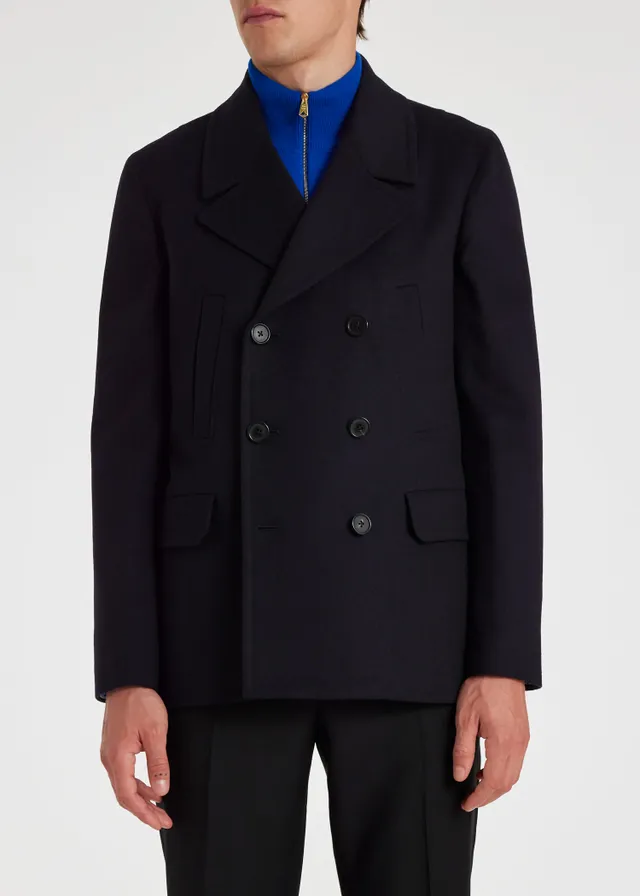 Paul Smith Navy Wool and Cashmere Blend Pea Coat King s Cross