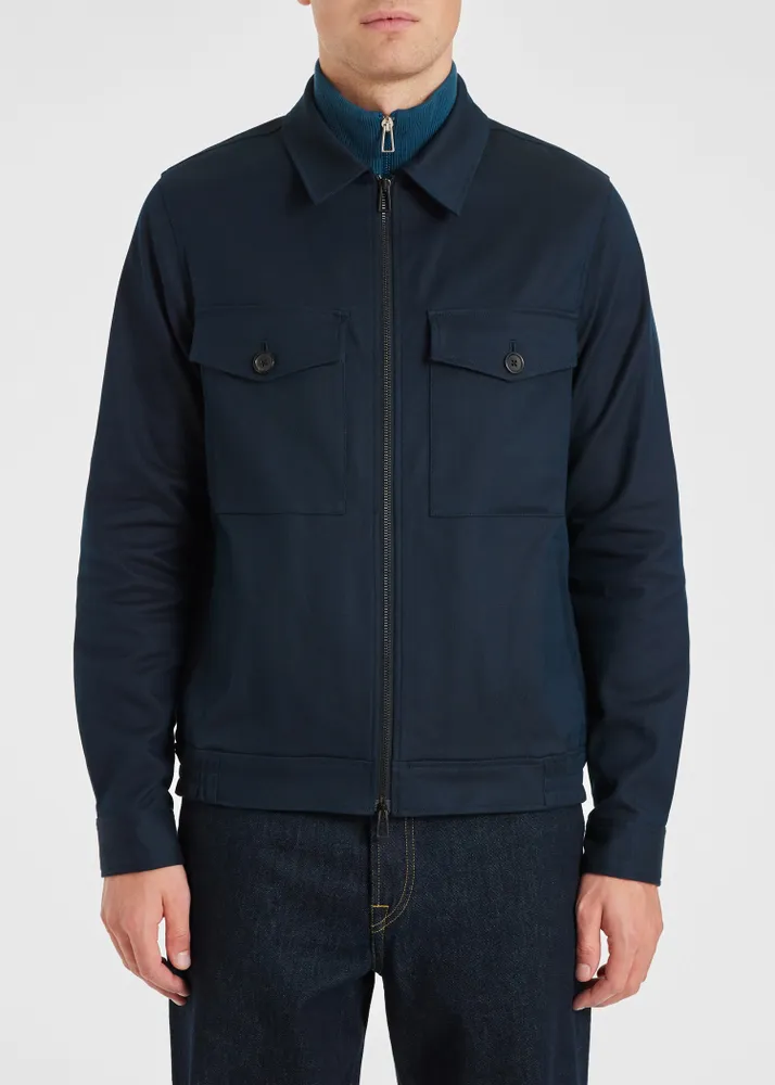 PS Paul Smith Navy Cotton Blend Blouson Jacket King s Cross