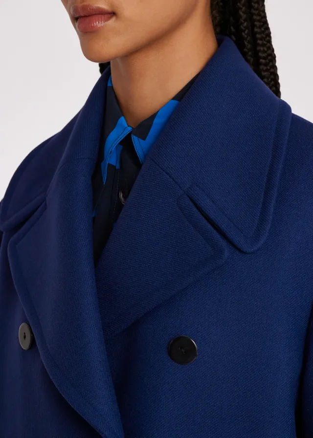 PS Paul Smith Women s Navy Wool Cashmere Blend Pea Coat King s Cross