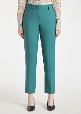 Paul Smith Women's Tapered-Fit Dark Green Wool Trousers | King's Cross