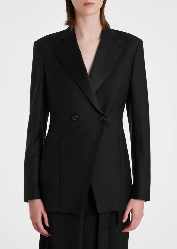 Paul Smith Women s Black Satin Trim Double Breasted Blazer