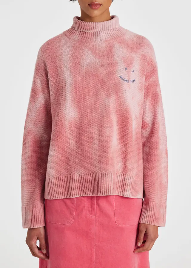 PS Paul Smith Women s Pink Wool Blend Happy Tie Dye Sweater