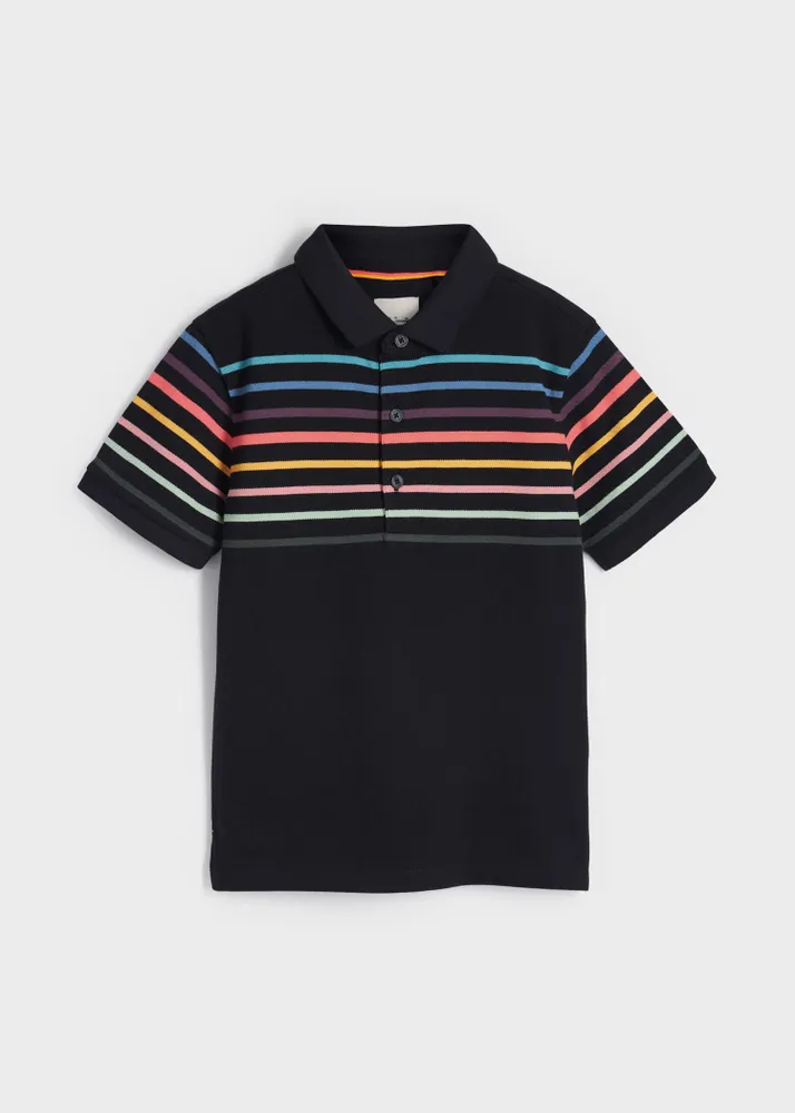 Paul Smith 2 13 Years Dark Navy Artist Stripe Engineered Polo