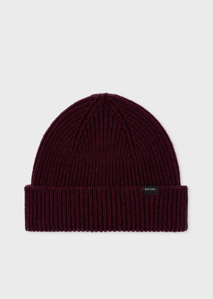 Paul Smith Dark Burgundy Cashmere Blend Beanie Hat King s Cross