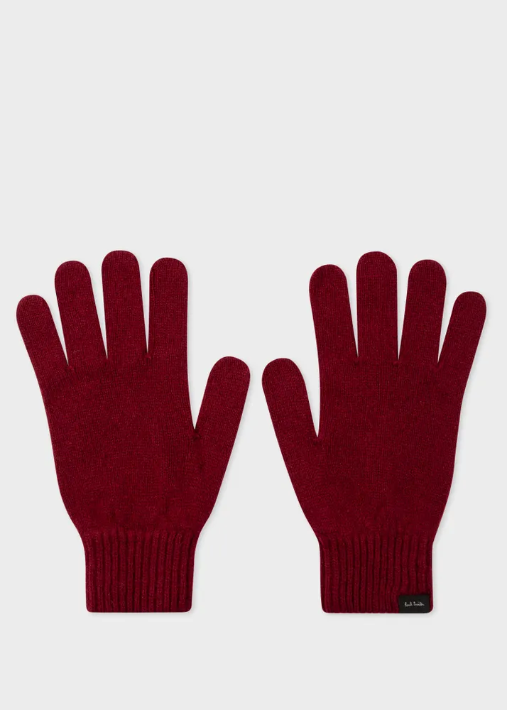 Paul Smith Men s Burgundy Cashmere And Merino Wool Gloves King s