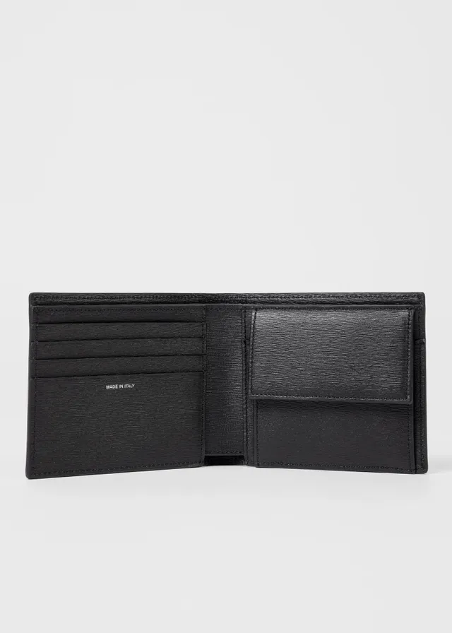 Paul Smith Black Leather Signature Stripe Billfold And Coin