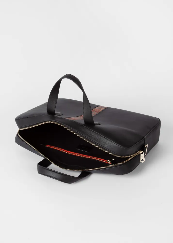 Paul Smith Black Leather Signature Stripe Business Folio