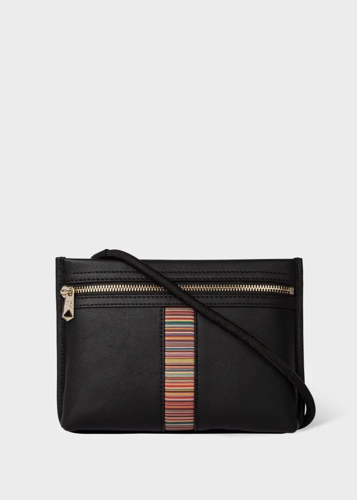 Paul Smith Black Leather Signature Stripe Musette Bag King s Cross