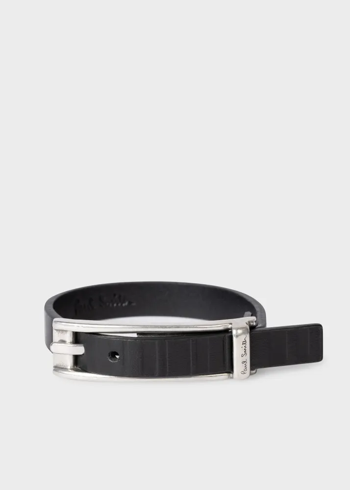 Paul Smith Black Leather Shadow Stripe Bracelet King s Cross