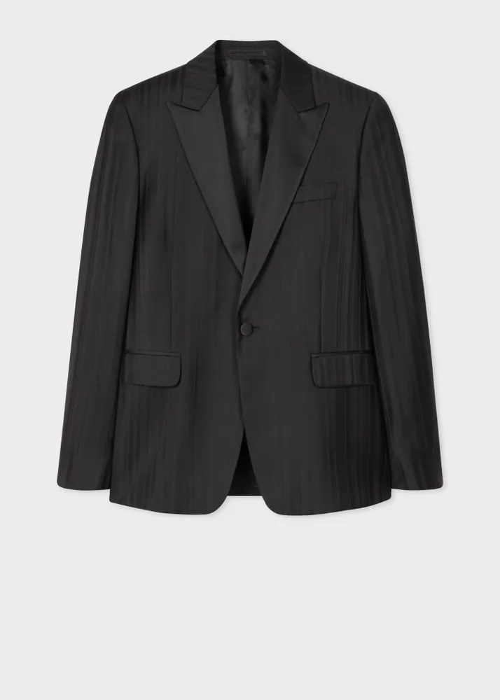 Paul Smith The Soho Tailored Fit Black Wool Shadow Stripe