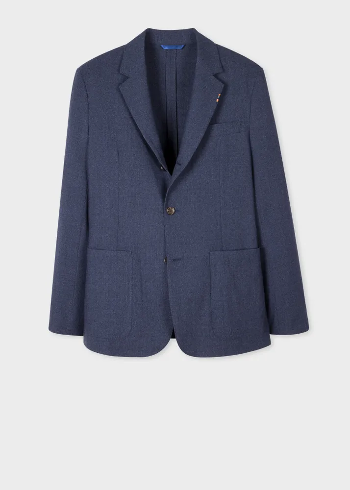 Paul Smith Navy Marl Two Ply Hopsack Three Button Blazer King s