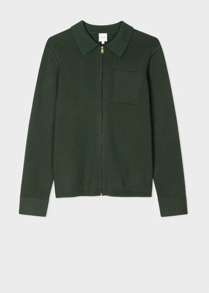 Paul Smith Dark Green Merino Wool Zip Cardigan King s Cross