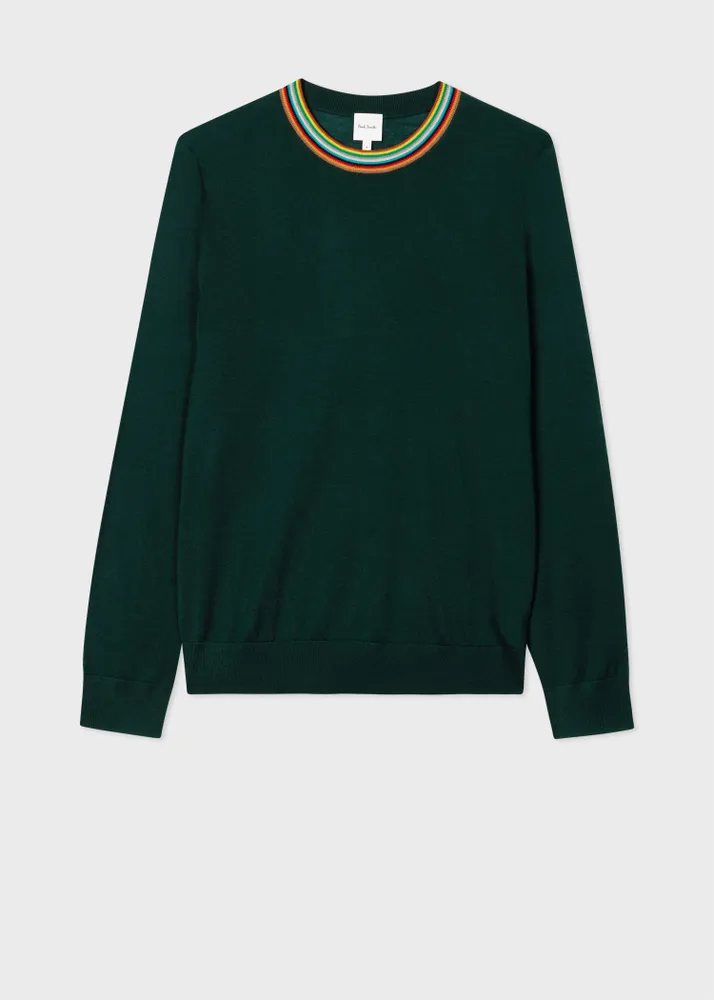 Paul Smith Dark Green Wool Silk Signature Stripe Sweater