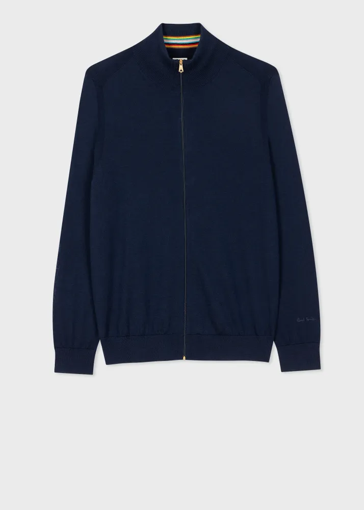 Paul Smith Navy Merino Wool Full Zip Cardigan King s Cross