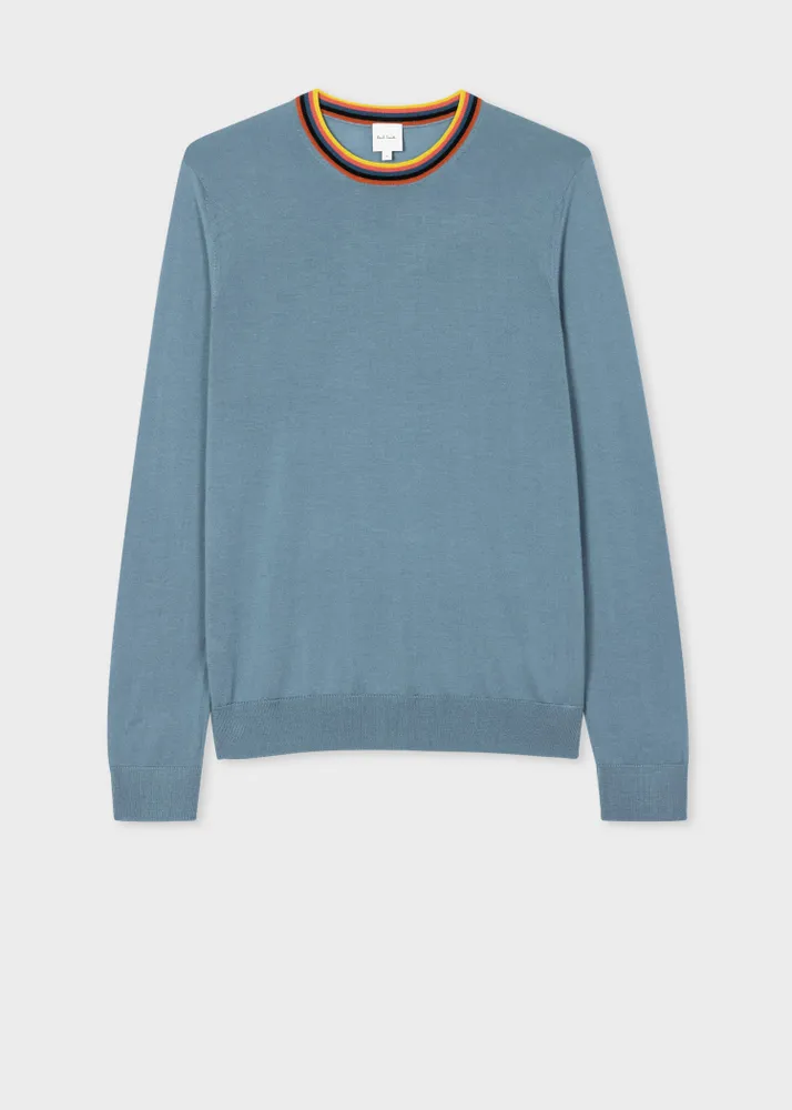 Paul Smith Light Blue Washable Wool Artist Stripe Sweater