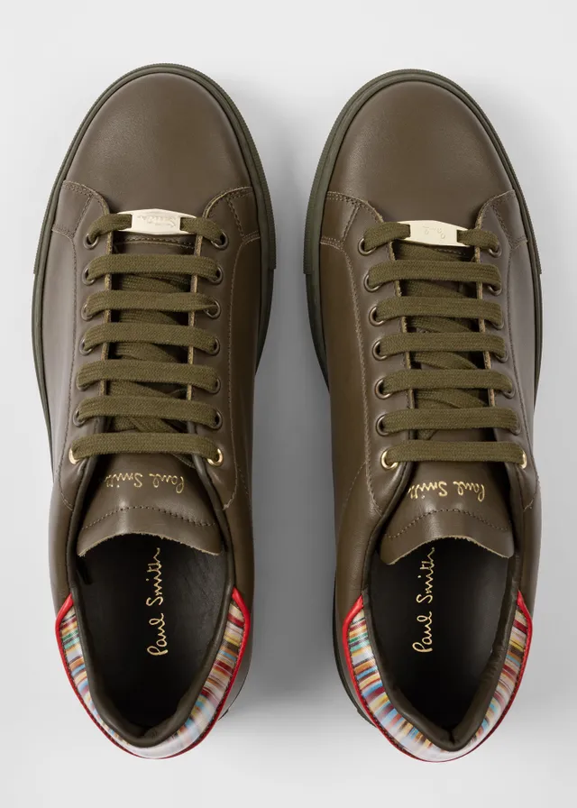 Paul Smith Leather Beck Trainers With Signature Stripe Heel
