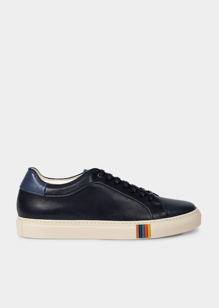 Paul Smith Navy Basso Trainers With Artist Stripe Trim