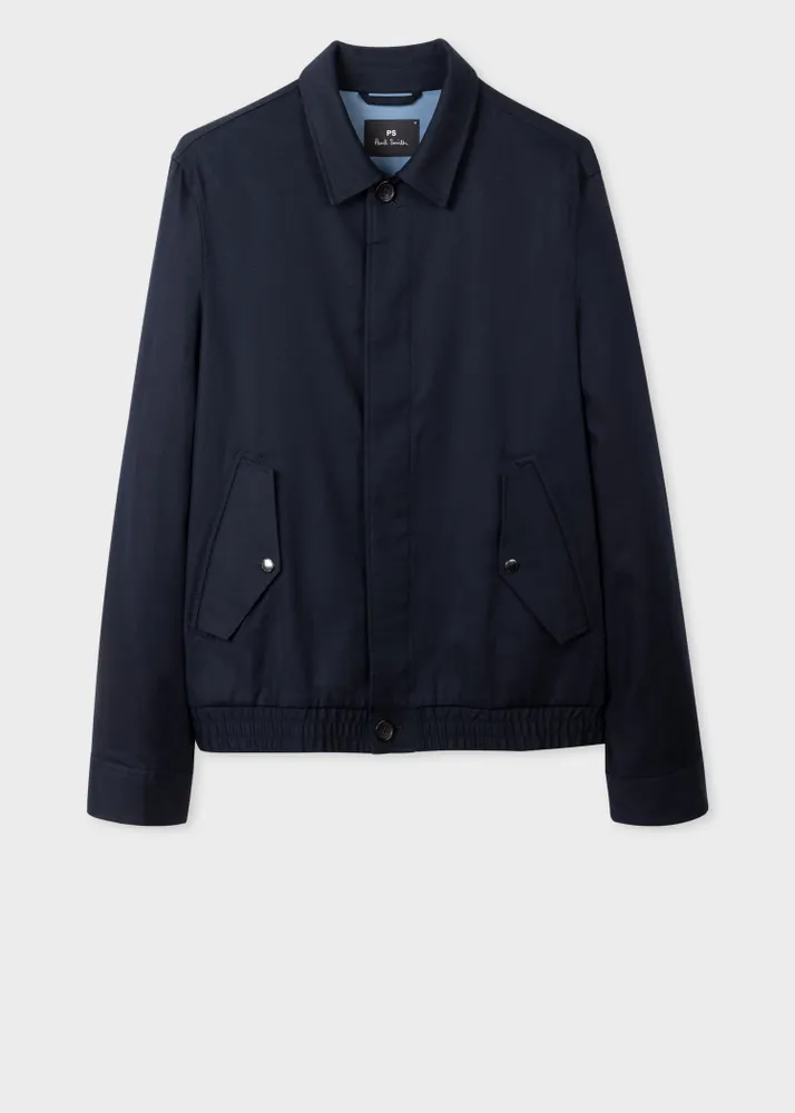 PS Paul Smith Navy Cotton Blend Twill Harrington Jacket King s Cross