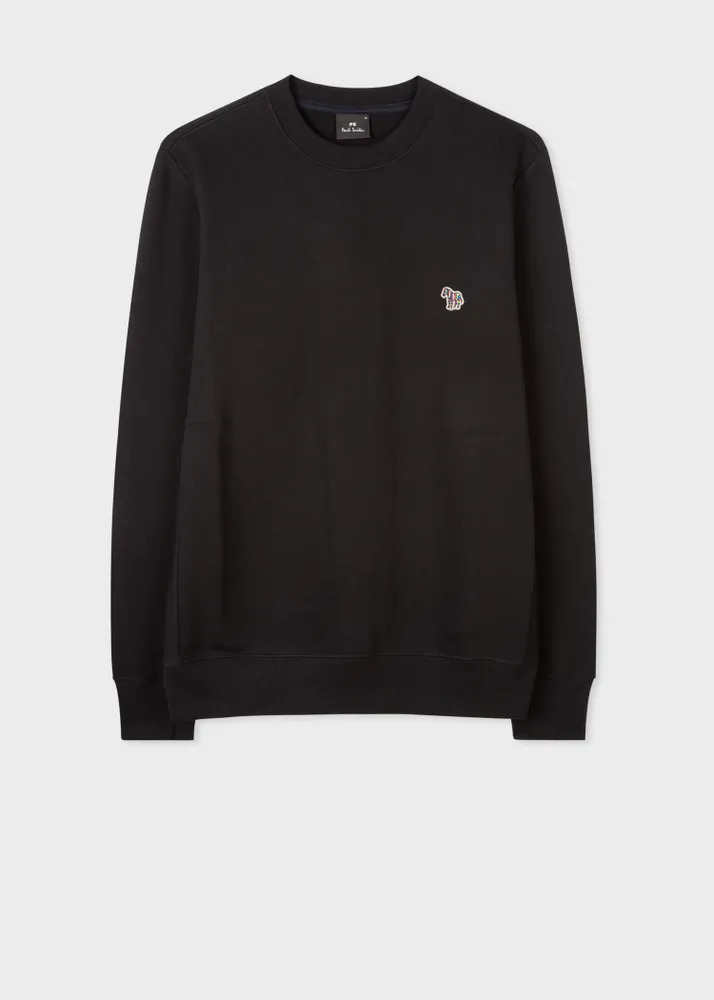 PS Paul Smith Black Cotton Embroidered Zebra Logo Sweatshirt